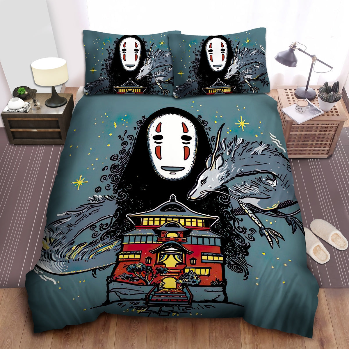 SGhibli Bedding Set No-Face And Haku In The Bathhouse Duvet Covers Colorful Unique Gift