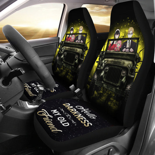 Spy X Family Car Seat Covers Forger Family Hello Darkness My Old Friend Seat Covers Black