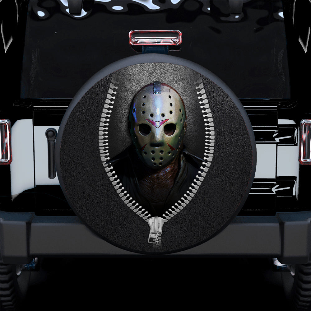 Horror Spare Tire Cover Friday The 13th Jason Voorhee Zipper Tire Covers Black