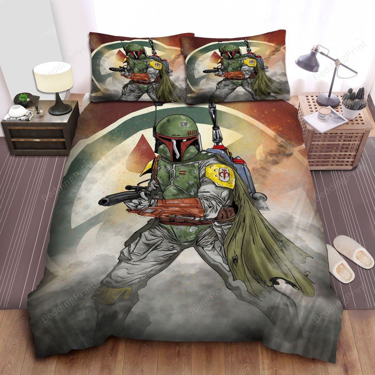 SW Bedding Set Boba Fett The Bounty Hunter Duvet Covers Colorful Unique Gift