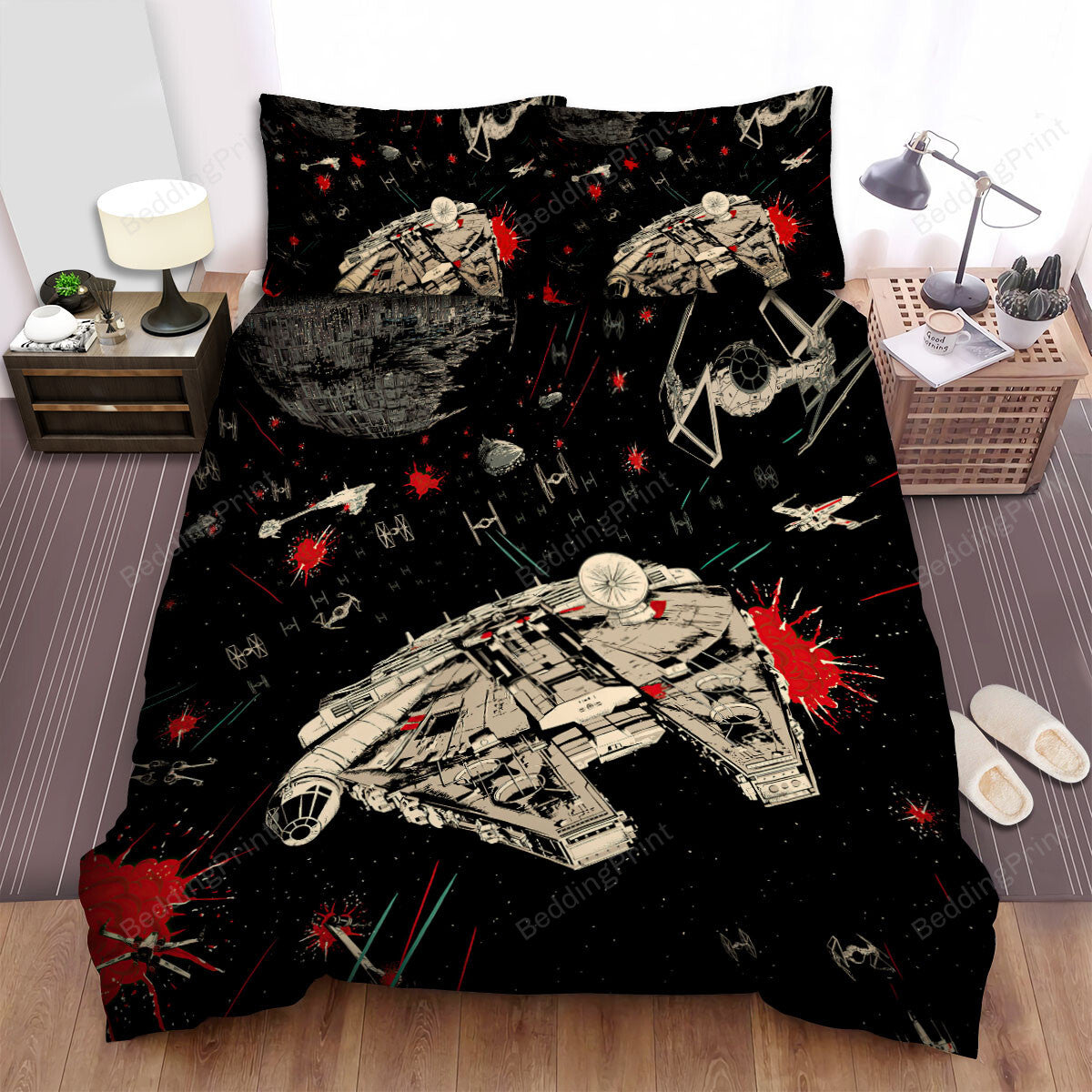 SW Bedding Set Return Of The Jedi Millennium Falcon Duvet Covers Black Unique Gift