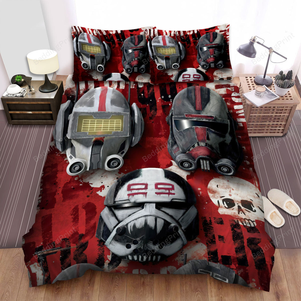 SW Bedding Set SW The Bad Batch Helmets Duvet Covers Red Unique Gift