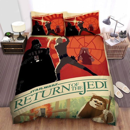 SW Bedding Set SW Return Of The Jedi Vintage Duvet Covers Orange Unique Gift