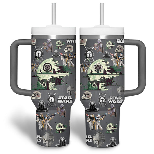 SW 40 Oz Tumbler SW Characters Death Star Pattern Tumbler 40 Oz Gray