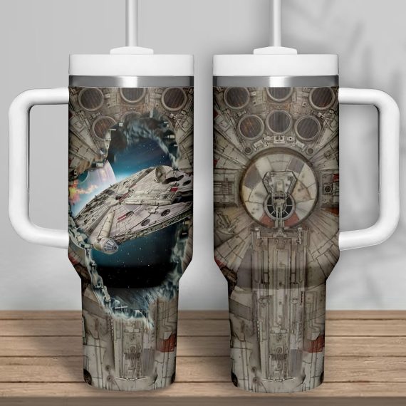 SW 40 Oz Tumbler SW Millennium Falcon Graphic Tumbler 40 Oz Gray