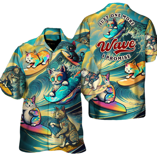 Cat Hawaii Shirt Cat Just One More Wave I Promise Hawaiian Shirt Colorful Unisex