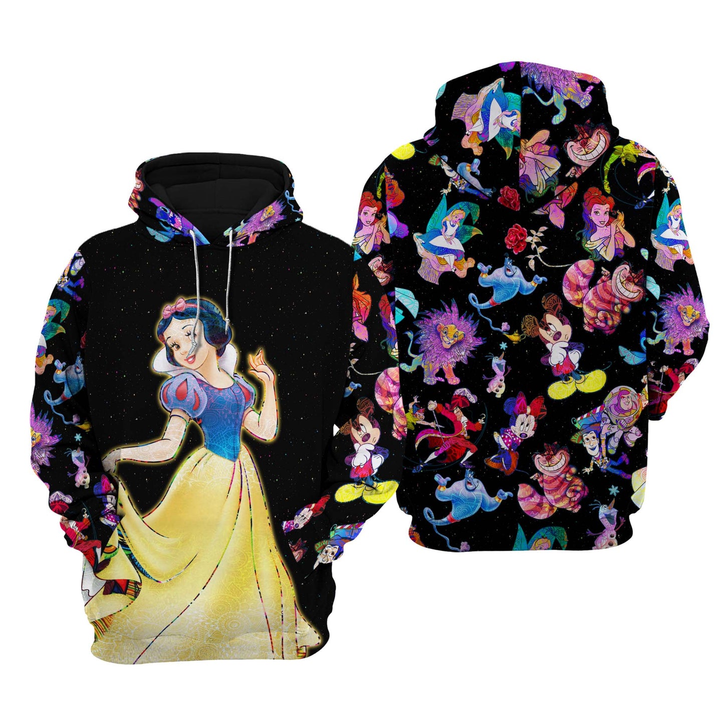 DN Hoodie DN Princess Snow White Characters Pattern Hoodie Colorful Unisex