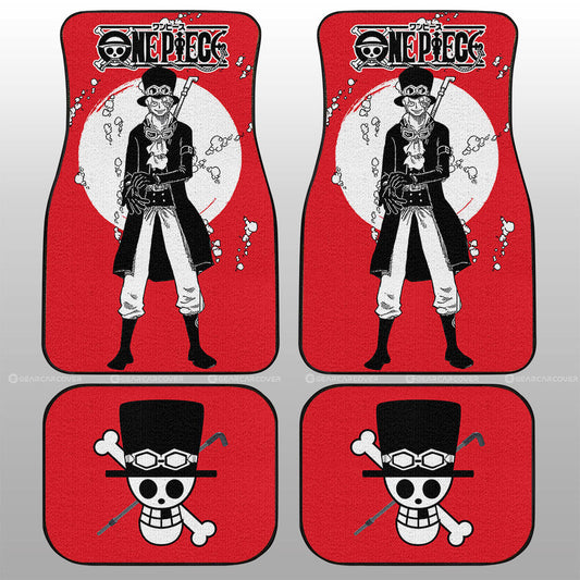 One Piece Car Mats Sabo Graphic Jolly Roger Symbol One Piece Logo Car Floor Mats Red