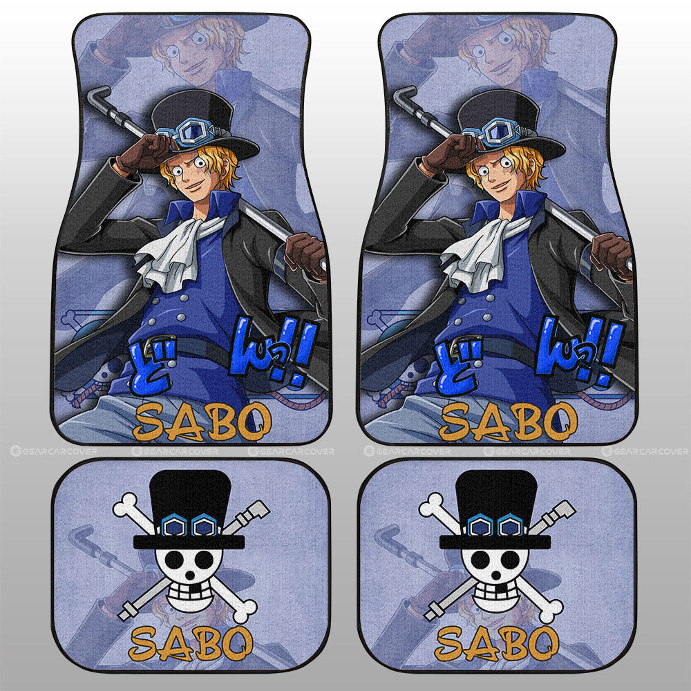One Piece Car Mats One Piece Character Sabo Jolly Roger Symbol Car Floor Mats Blue