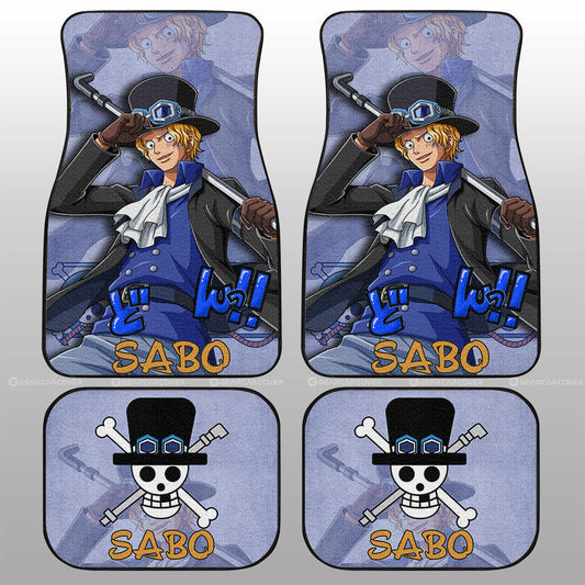 One Piece Car Mats One Piece Character Sabo Jolly Roger Symbol Car Floor Mats Blue