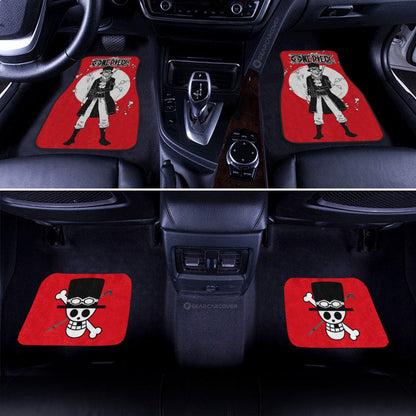 One Piece Car Mats Sabo Graphic Jolly Roger Symbol One Piece Logo Car Floor Mats Red