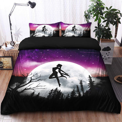 Sailor Moon Bedding Set Sailor Moon Night Time Silhouette Duvet Covers Black Purple Unique Gift