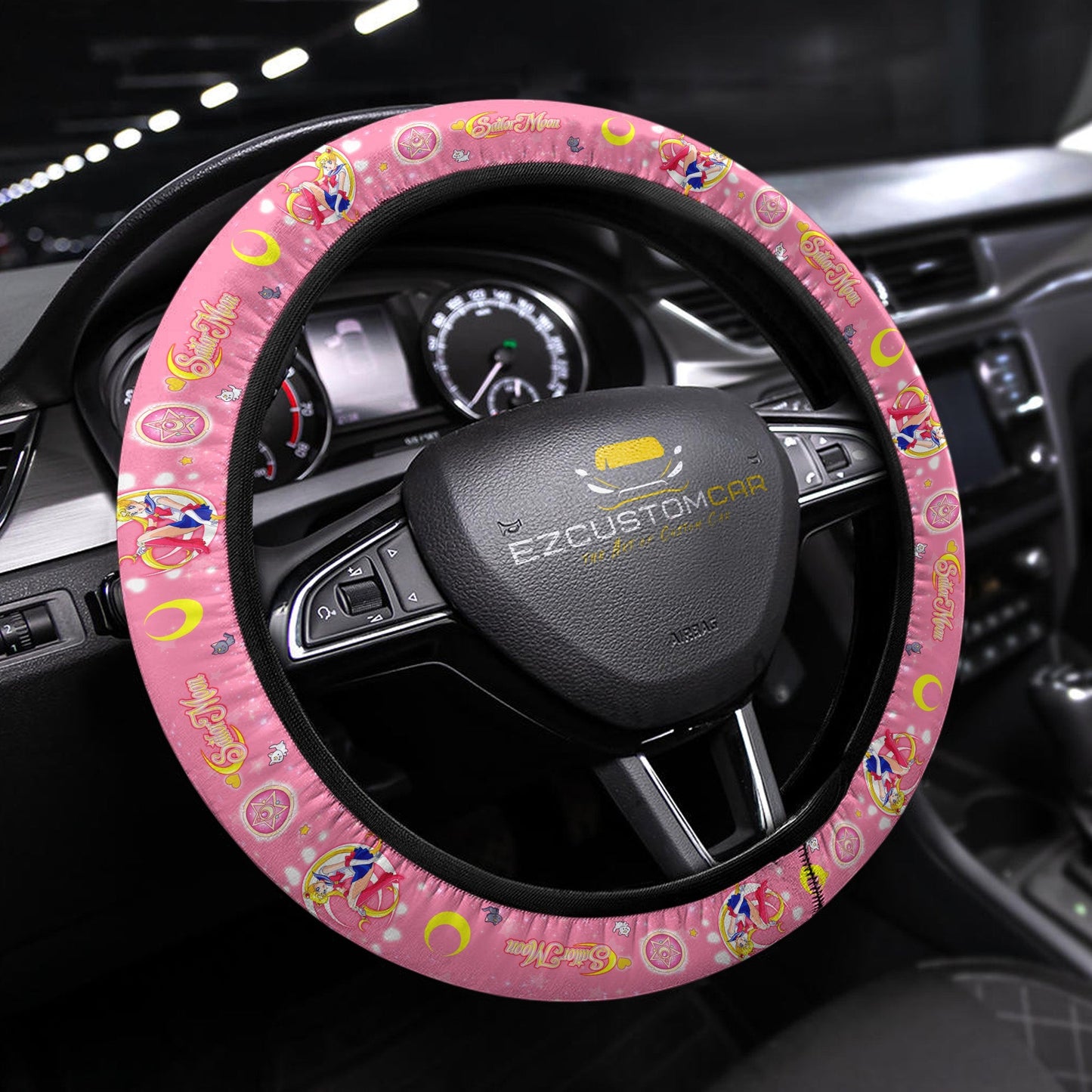 Sailor Moon Steering Wheel Cover Sailor Moon Symbol Usagi Pattern Driving Wheel Cover Pink