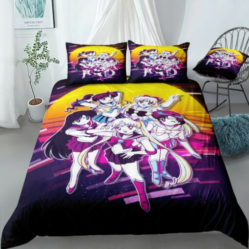 Sailor Moon Bedding Set Sailor Moon Team Retro Vintage Duvet Covers Co ...