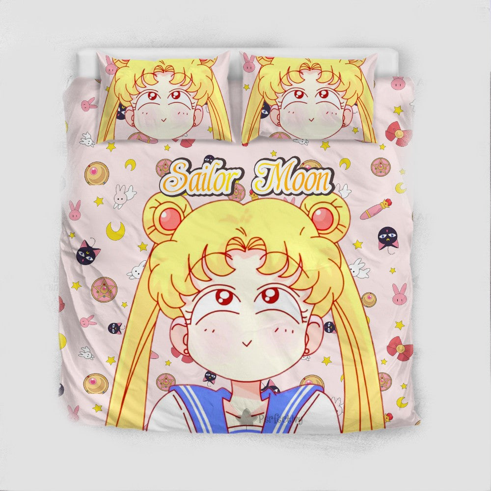 Sailor Moon Bedding Set Sailor Moon Cute Items Pattern Duvet Covers Pink Unique Gift