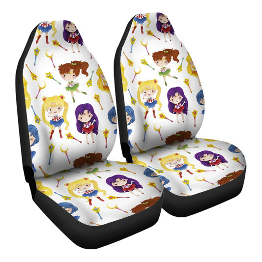 Sailor Moon Car Seat Covers Sailor Moon Members And Wands Pattern Seat Covers White