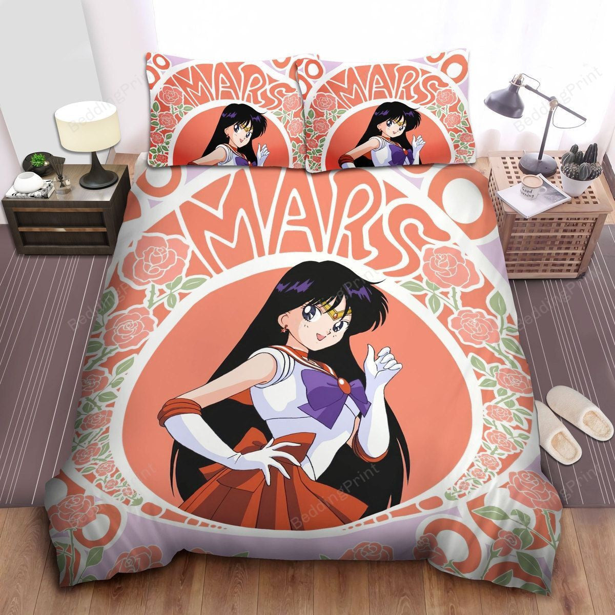 Sailor Moon Bedding Set Sailor MArs Beautiful Rei Hino Duvet Covers Red Unique Gift