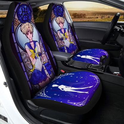 Sailor Moon Car Seat Covers Sailor Uranus Stained Glasses And Silhouette Seat Covers Blue