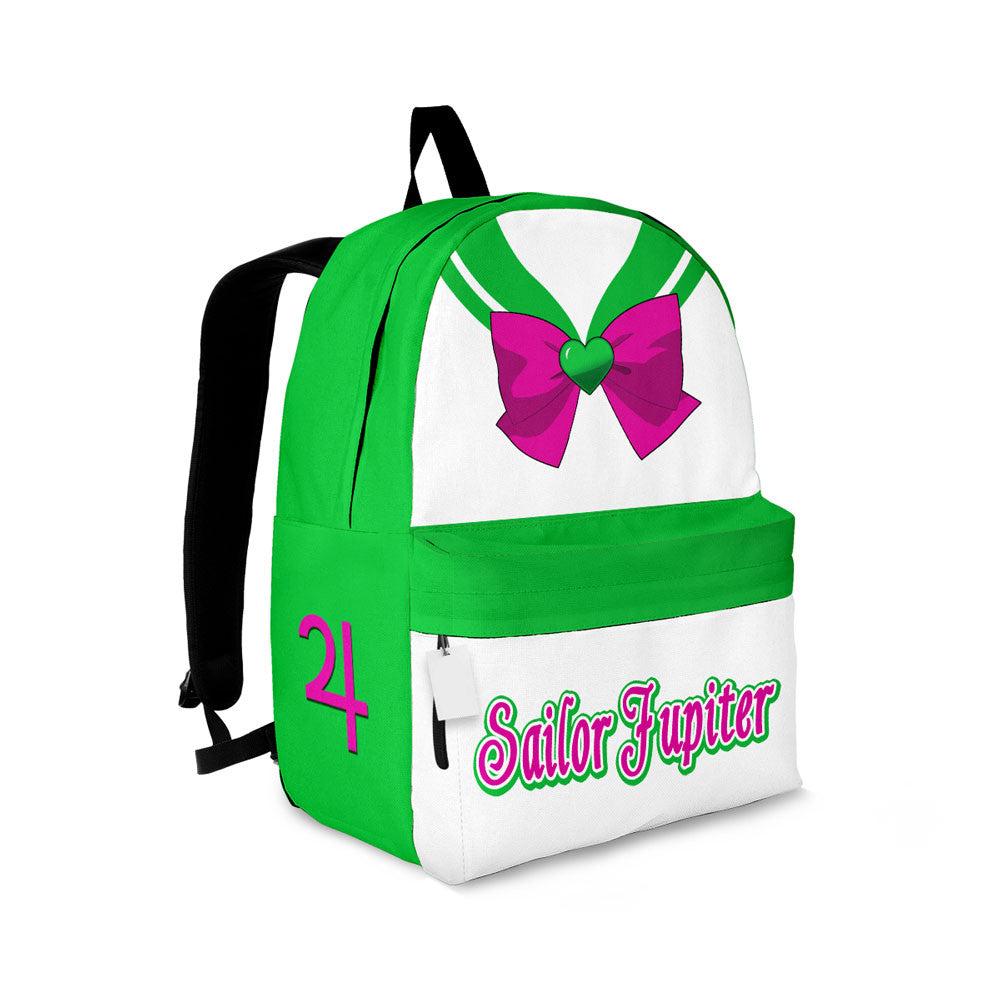 Sailor Moon Backpack Sailor Jupiter Character Details Pattern Backpacks White Green