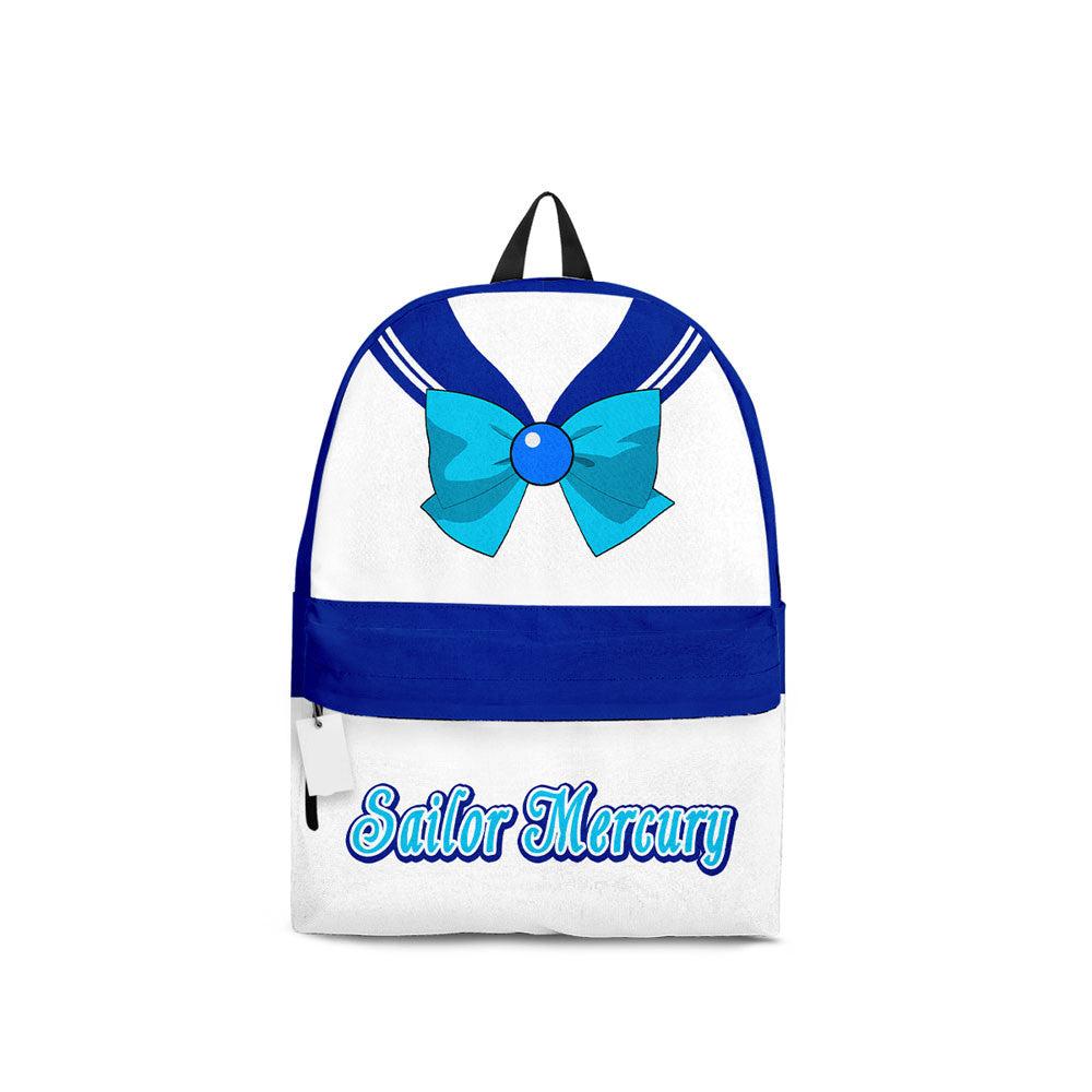 Sailor Moon Backpack Sailor Mercury Character Details Pattern Backpacks White Blue