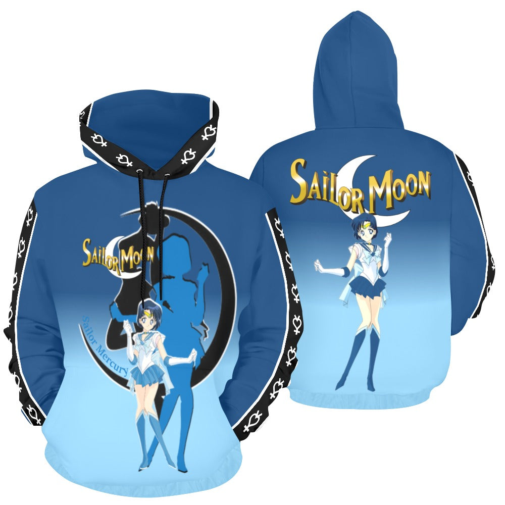 Sailor Moon Hoodie Sailor Mercury Silhouette Graphic Hoodie Blue Unisex