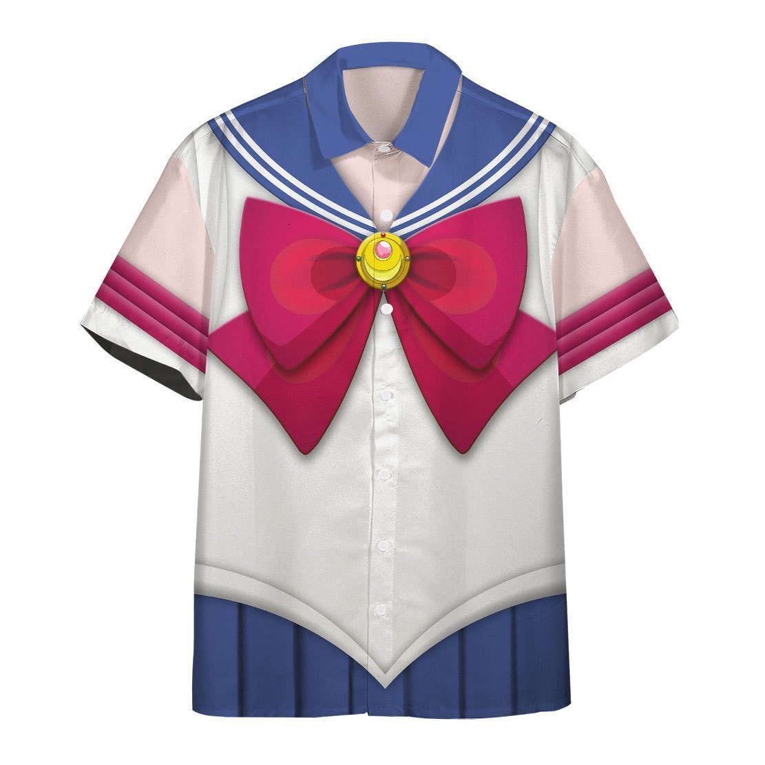 Sailor Moon Hawaii Shirt Sailor Moon Uniform Costume Hawaiian Shirt White Pink Unisex
