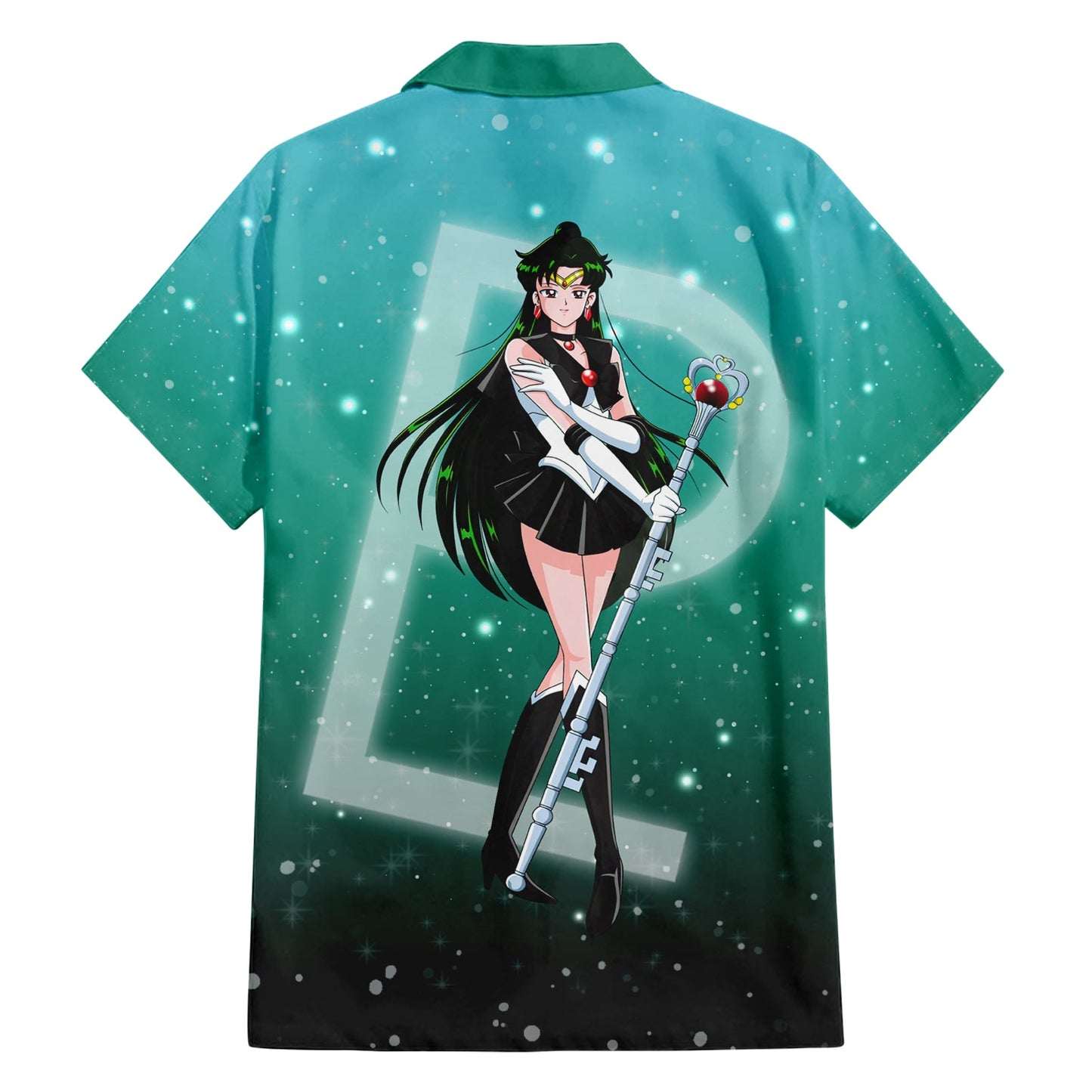 Sailor Moon Hawaii Shirt Sailor Pluto Setsuna Meioh Graphic Hawaiian Shirt Green Unisex