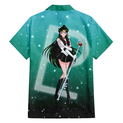 Sailor Moon Hawaii Shirt Sailor Pluto Setsuna Meioh Graphic Hawaiian Shirt Green Unisex