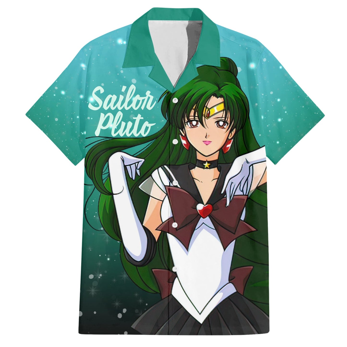 Sailor Moon Hawaii Shirt Sailor Pluto Setsuna Meioh Graphic Hawaiian Shirt Green Unisex
