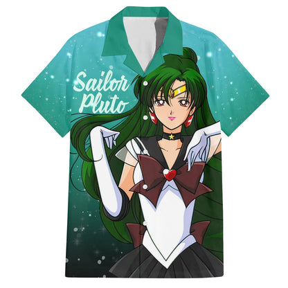 Sailor Moon Hawaii Shirt Sailor Pluto Setsuna Meioh Graphic Hawaiian Shirt Green Unisex