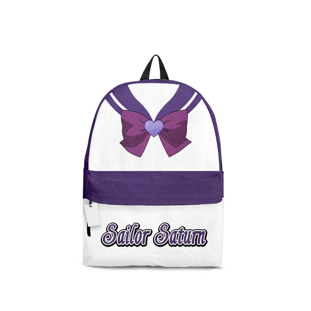 Sailor Moon Backpack Sailor Saturn Character Details Pattern Backpacks White Purple