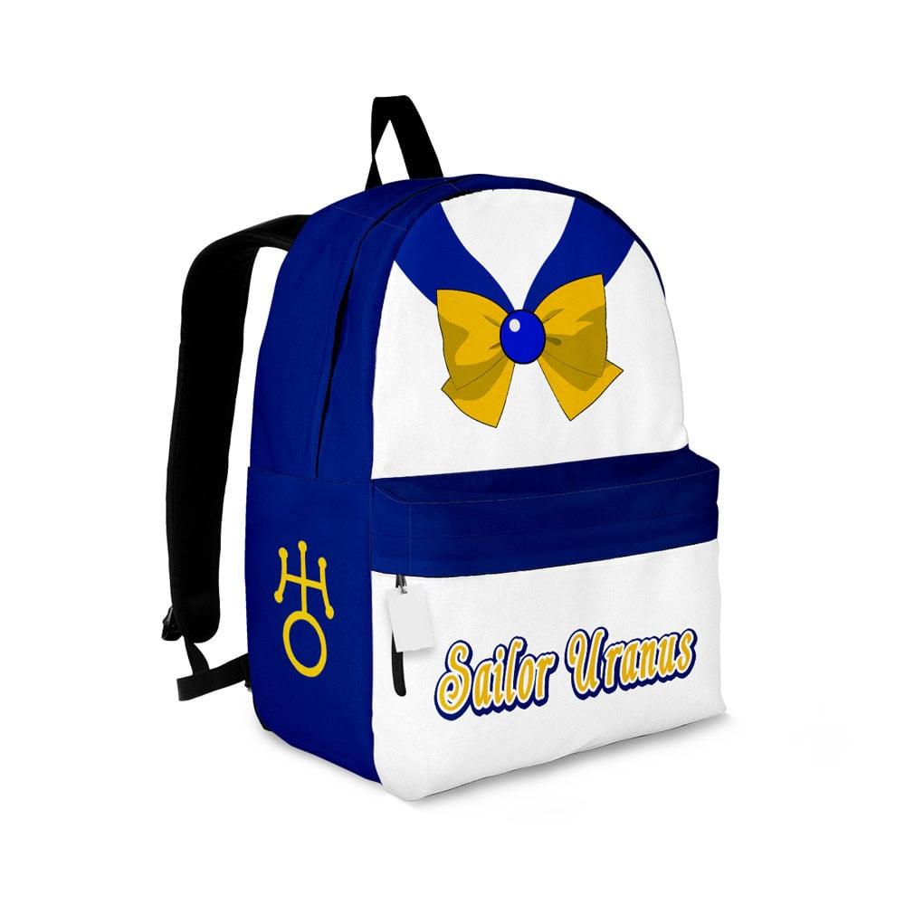 Sailor Moon Backpack Sailor Uranus Character Details Pattern Backpacks White Blue