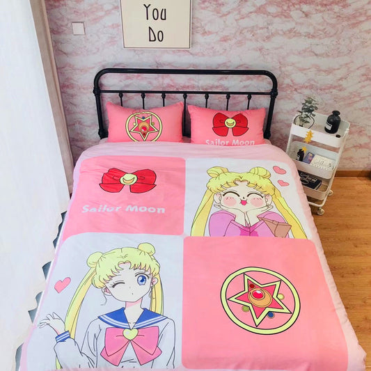 Sailor Moon Bedding Set Sailor Moon Usagi Magic Symbol Duvet Covers Pink Unique Gift