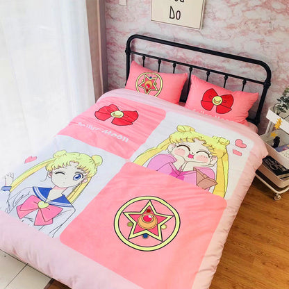 Sailor Moon Bedding Set Sailor Moon Usagi Magic Symbol Duvet Covers Pink Unique Gift