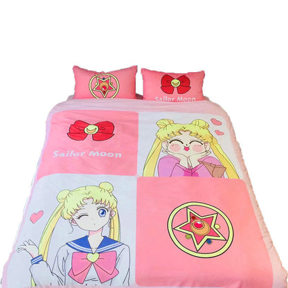 Sailor Moon Bedding Set Sailor Moon Usagi Magic Symbol Duvet Covers Pink Unique Gift