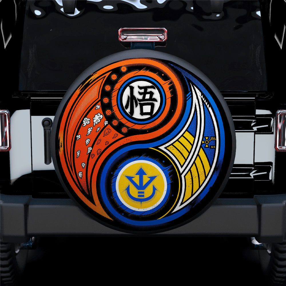 Dragon Ball Spare Tire Cover Saiyan Zin Yang Dragon Ball Tire Covers Orange Blue