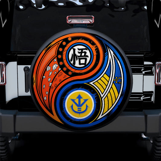 Dragon Ball Spare Tire Cover Saiyan Zin Yang Dragon Ball Tire Covers Orange Blue