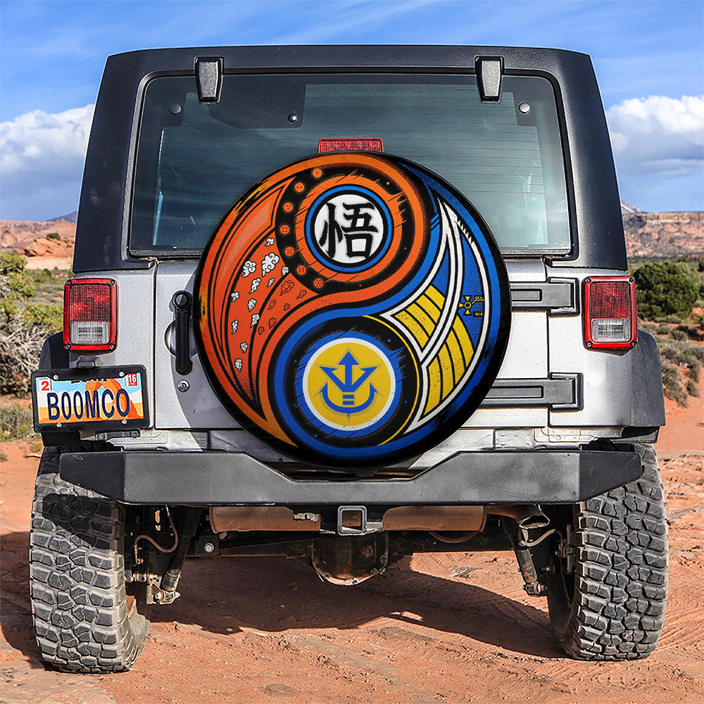 Dragon Ball Spare Tire Cover Saiyan Zin Yang Dragon Ball Tire Covers Orange Blue