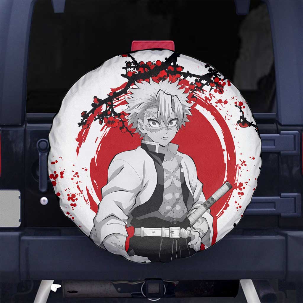 Demon Slayer Spare Tire Cover Demon Slayer Sanemi Cherry Blossom Pattern Tire Covers White Red