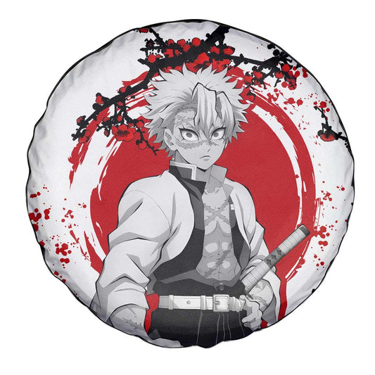 Demon Slayer Spare Tire Cover Demon Slayer Sanemi Cherry Blossom Pattern Tire Covers White Red