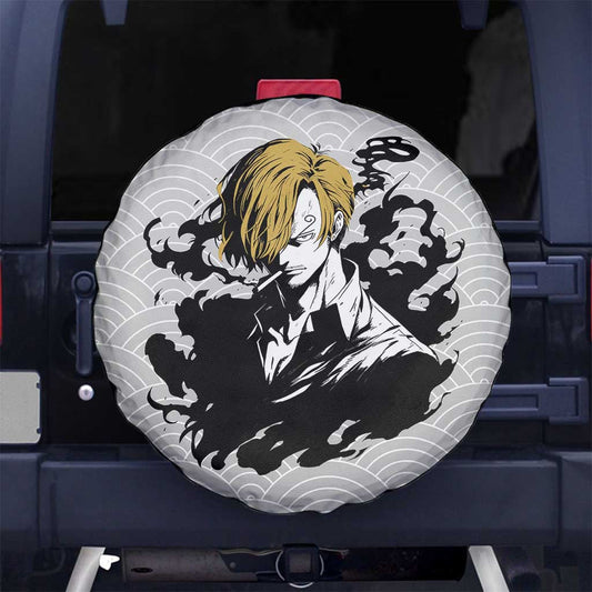 One Piece Spare Tire Cover One Piece Sanji Character Graphic Tire Covers Black Gray