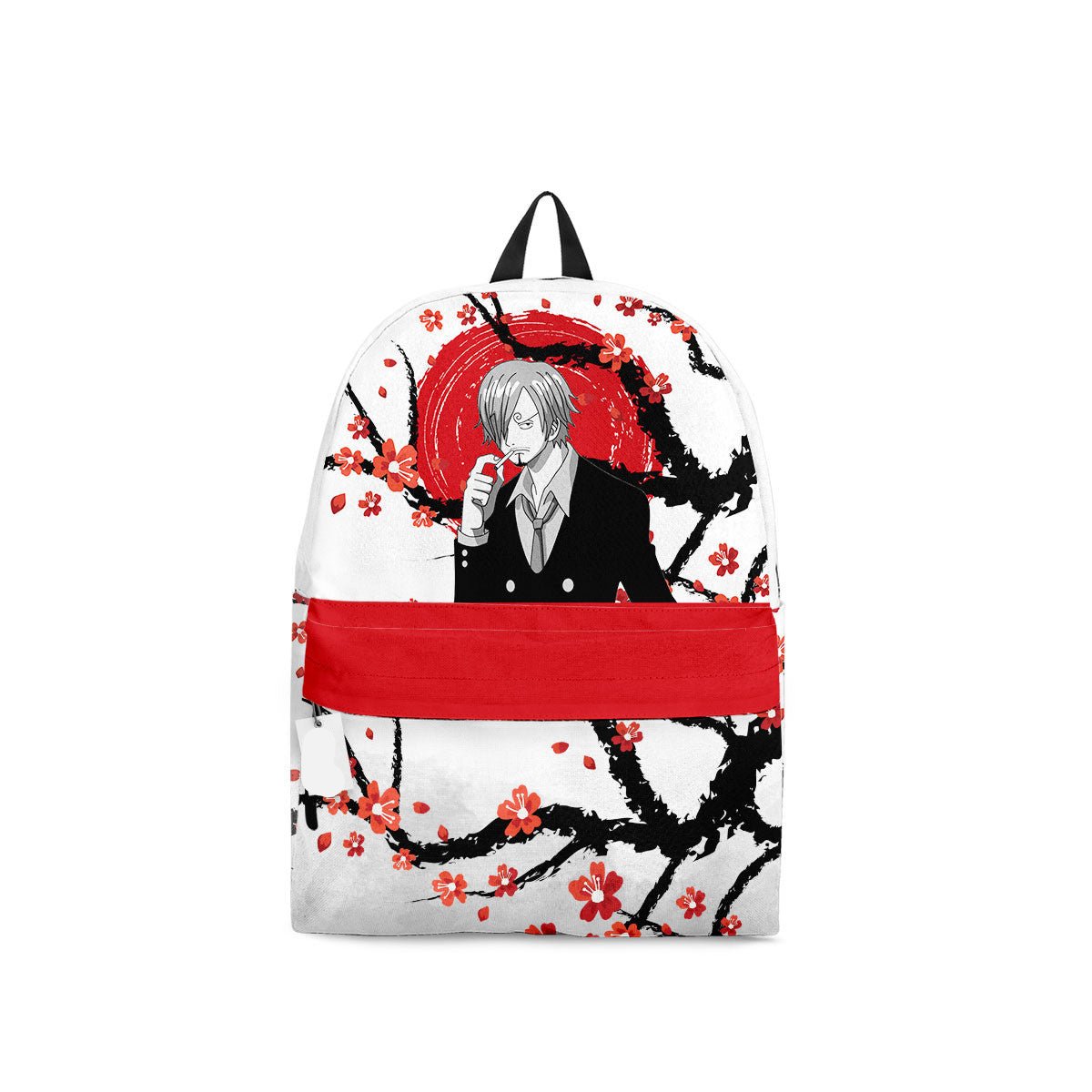 One Piece Backpack Sanji Japanese Cherry Blossom Pattern Backpacks White Red