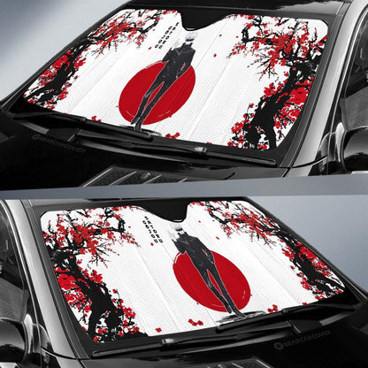 Jujutsu Kaisen Car Sun Shade Satoru Gojo Cherry Blossom Pattern Winshield Sun Shade White Red