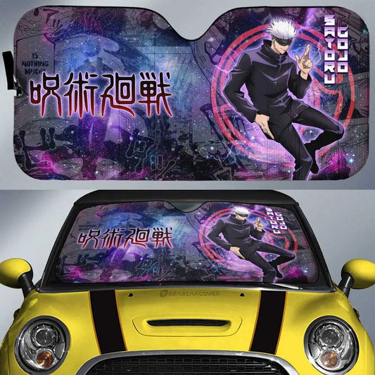 Jujutsu Kaisen Car Sun Shade Satoru Gojo Galaxy Manga Pattern Winshield Sun Shade Black Purple