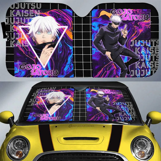 Jujutsu Kaisen Car Sun Shade Satoru Gojo Jujutsu Kaisen Character Winshield Sun Shade Black Purple