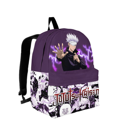 Jujutsu Kaisen Backpack Satoru Gojo Manga Pattern Backpacks Purple White