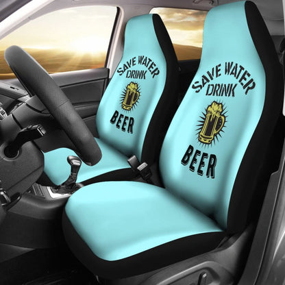 Beer Car Seat Covers Save Water Drink Beer Seat Covers Blue