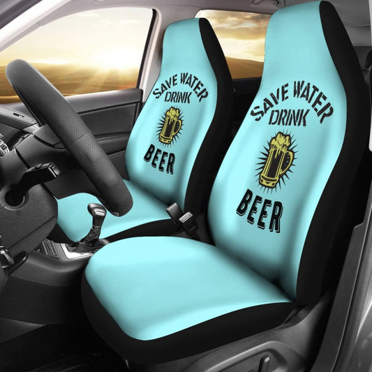 Beer Car Seat Covers Save Water Drink Beer Seat Covers Blue