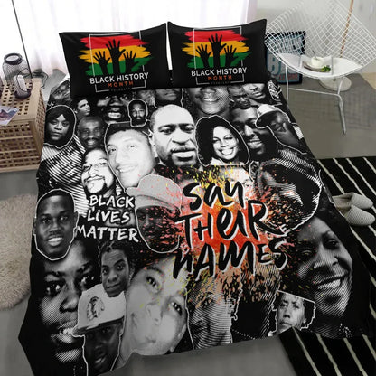 BLM Bedding Set BLM Say Their Name Duvet Covers Black Unique Gift