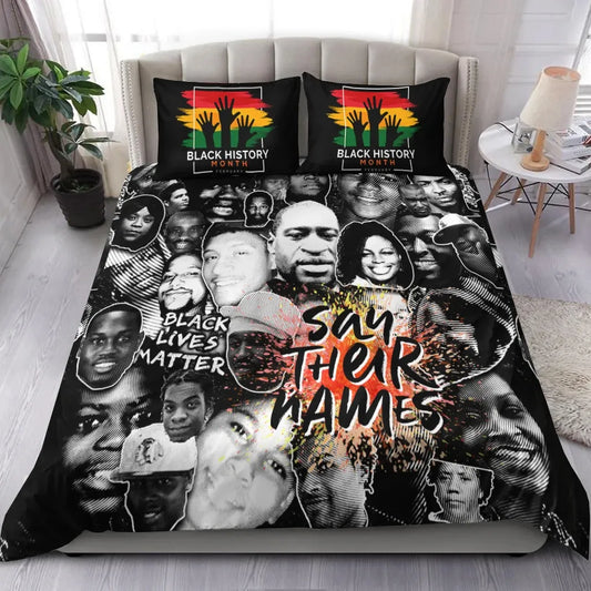 BLM Bedding Set BLM Say Their Name Duvet Covers Black Unique Gift